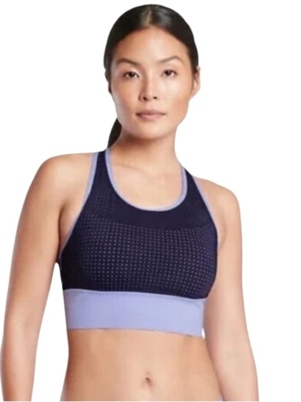Athleta Seamless Colorblock Bikini Top. Size S. Padded. Zipper pull back